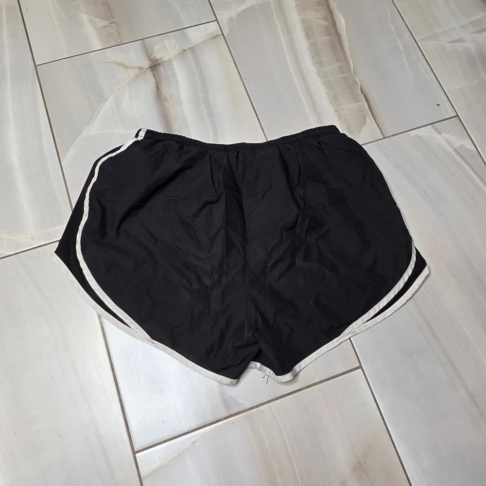 Nike Womens Dri-FIT Running‎ Shorts Black White Trim Mesh Panels Large L W4